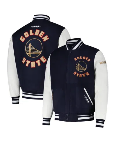 Pro Standard Men'sâ Navy Golden State Warriors 2024/25 City Edition Wool Varsity Full-zip Jacket In Blue