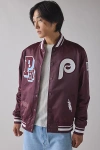 Pro Standard Mlb Philadelphia Phillies Satin Varsity Jacket In Maroon, Men's At Urban Outfitters In Brown