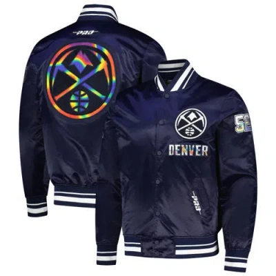 Pro Standard Navy Denver Nuggets 2024/25 City Edition Chenille Satin Full-snap Jacket In Blue