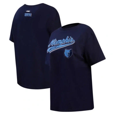 Pro Standard Navy Memphis Grizzlies Script Boyfriend T-shirt