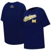 Pro Standard Navy Michigan Wolverines Script Tail Oversized Boyfriend T-shirt In Navy