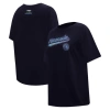 Pro Standard Navy Minnesota Timberwolves Script Boyfriend T-shirt In Navy