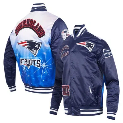 Pro Standard Navy New England Patriots Sublimated Satin Full-snap Jacket In Blue