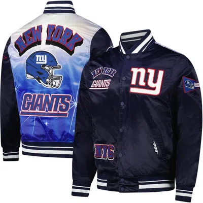 Pro Standard Navy New York Giants Sublimated Satin Full-snap Jacket In Blue