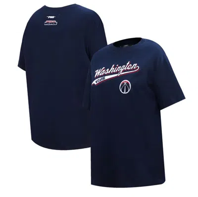 Pro Standard Navy Washington Wizards Script Boyfriend T-shirt