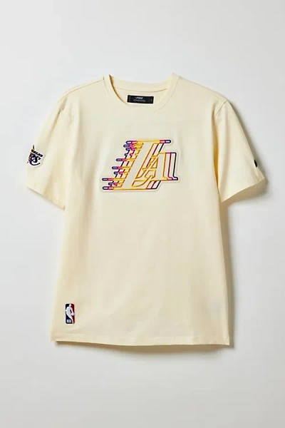 Pro Standard Nba Los Angeles Lakers Team Logo Tee In Egg, Men's At Urban Outfitters In Yellow