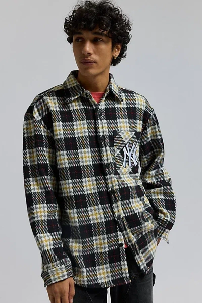Pro Standard New York Yankees Long Sleeve Flannel Shirt In Black, Men's At Urban Outfitters