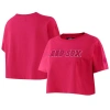 Pro Standard Women's  Pink Boston Red Sox Triple Pink Boxy Cropped T-shirt In Pink