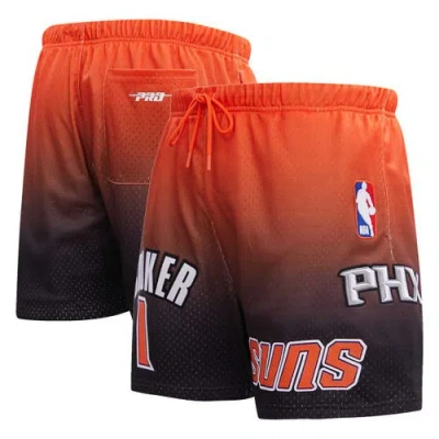Pro Standard Post Devin Booker Black/orange Phoenix Suns Ombre Name & Number Shorts