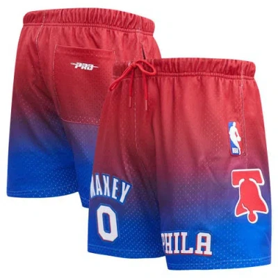 Pro Standard Post Tyrese Maxey Royal/red Philadelphia 76ers Ombre Name & Number Shorts In Multi