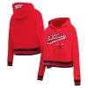 PRO STANDARD PRO STANDARD RED CHICAGO BULLS SCRIPT TAIL CROPPED PULLOVER HOODIE