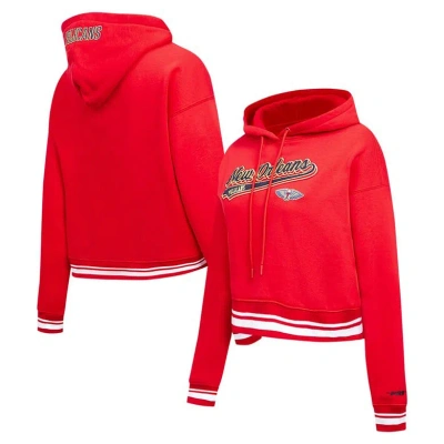 Pro Standard Red New Orleans Pelicans Script Tail Cropped Pullover Hoodie