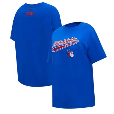 Pro Standard Royal Philadelphia 76ers Script Boyfriend T-shirt