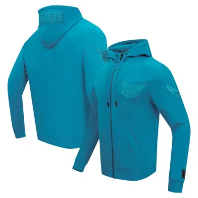 Pro Standard Teal Charlotte Hornets Triple Tonal Dk Full-zip Hoodie Jacket In Blue