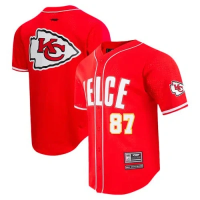Pro Standard Travis Kelce Red Kansas City Chiefs Mesh Button-up Baseball Jersey