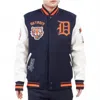 Pro Standard Unisex  Detroit Tigers Retro Classic Rib Wool Varsity Jacket In Navy/orange In Blue