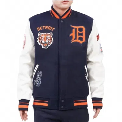 Pro Standard Unisex  Detroit Tigers Retro Classic Rib Wool Varsity Jacket In Navy/orange