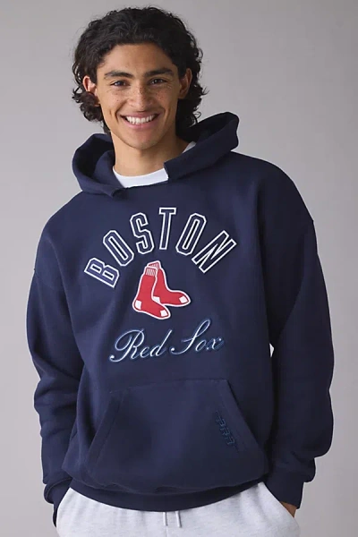 Pro Standard Uo Exclusive Mlb Team Logo Notched Collar Hoodie Sweatshirt In Boston Red Sox, Men's At Urban Outfit In Blue