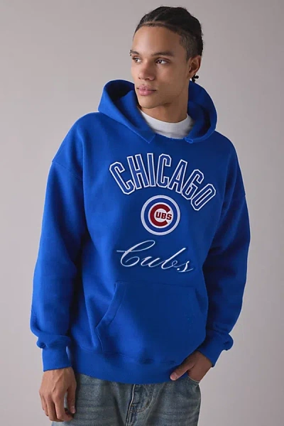 Pro Standard Uo Exclusive Mlb Team Logo Notched Collar Hoodie Sweatshirt In Chicago Cubs, Men's At Urban Outfitte In Blue