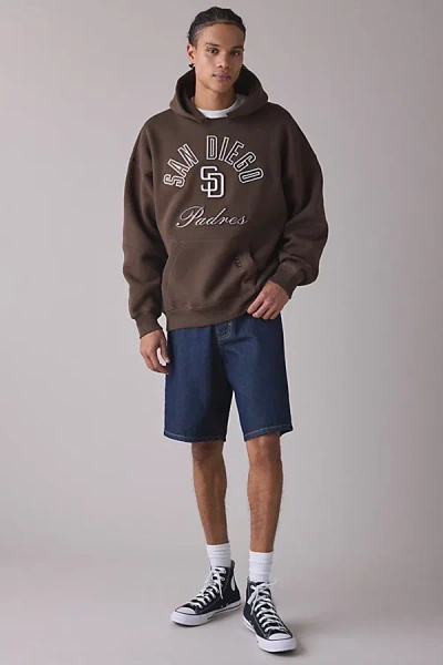 Pro Standard Uo Exclusive Mlb Team Logo Notched Collar Hoodie Sweatshirt In San Diego Padres, Men's At Urban Outf In Brown