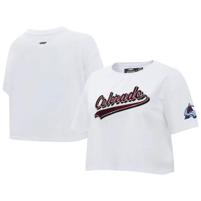 Pro Standard White Colorado Avalanche Boxy Script Tail Cropped T-shirt