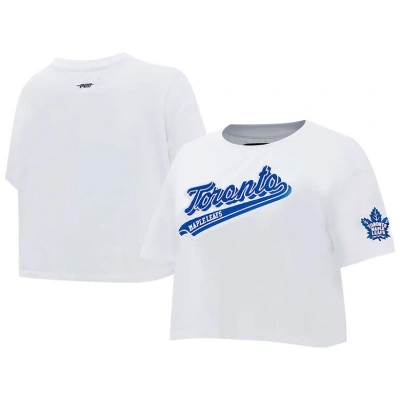 Pro Standard White Toronto Maple Leafs Boxy Script Tail Cropped T-shirt