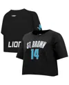 Pro Standard Women's Amon-ra St. Brown Black Detroit Lions Player Name Number Cropped Boxy T-shirt In Black