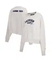 Pro Standard Women's Ash Jackson State Tigers Classic 3-hit Pullover Sweatshirt In White