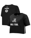 Pro Standard Women's Black Alabama Crimson Tide Rhinestone Cultivated Pearl Boxy Cropped T-shirt In Black