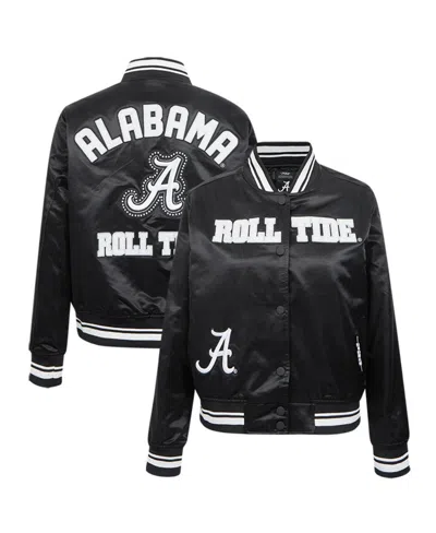 Pro Standard Women's Black Alabama Crimson Tide Satin Cultivated-pearl Full-snap Jacket