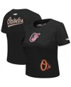 Pro Standard Women's Black Baltimore Orioles Game Day Classics Baby Doll Cropped T-shirt In Black