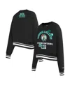 Pro Standard Women's Black Boston Celtics Area Code Cropped Pullover Sweatshirt In Black