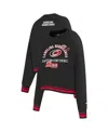 Pro Standard Women's Black Carolina Hurricanes Area Code Cropped Pullover Sweatshirt In Black