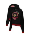 Pro Standard Women's Black Chicago Blackhawks Area Code Cropped Pullover Sweatshirt In Black