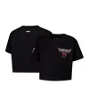 Pro Standard Women's Black Chicago Bulls Jewels Boxy Cropped T-shirt In Black