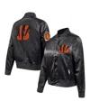 Pro Standard Women's Black Cincinnati Bengals Jeweled Satin Full-snap Jacket In Black