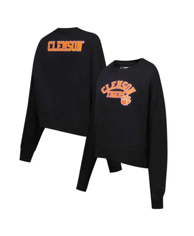 Pro Standard Women's Black Clemson Tigers Classic 3-hit Pullover Sweatshirt