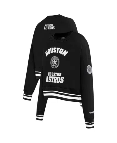 Pro Standard Black Houston Astros Pearl Cropped Pullover Sweatshirt