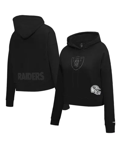 Pro Standard Women's Black Las Vegas Raiders Jeweled Cropped Pullover Hoodie