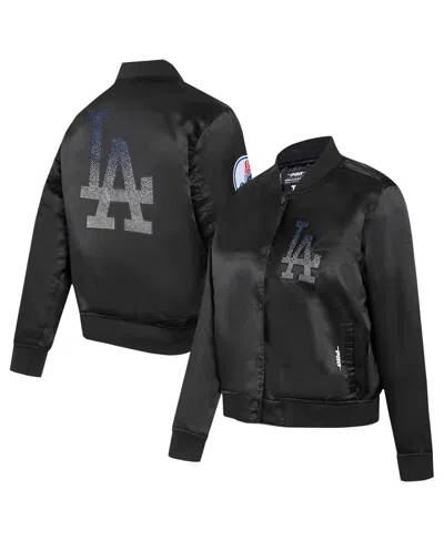 Pro Standard Women's Black Los Angeles Dodgers Rhinestone Satin Full-snap Jacket