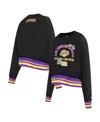Pro Standard Women's Black Los Angeles Lakers Area Code Cropped Pullover Sweatshirt In Black