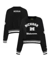 Pro Standard Black Michigan Wolverines Pearl Cropped Pullover Sweatshirt In Black