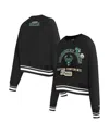 Pro Standard Women's Black Milwaukee Bucks Area Code Cropped Pullover Sweatshirt In Black