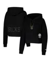 Pro Standard Women's Black Milwaukee Bucks Jewels Cropped Pullover Hoodie In Black