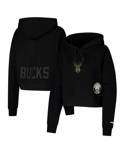 Pro Standard Women's Black Milwaukee Bucks Jewels Cropped Pullover Hoodie