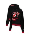 Pro Standard Women's Black New Jersey Devils Area Code Cropped Pullover Sweatshirt In Black