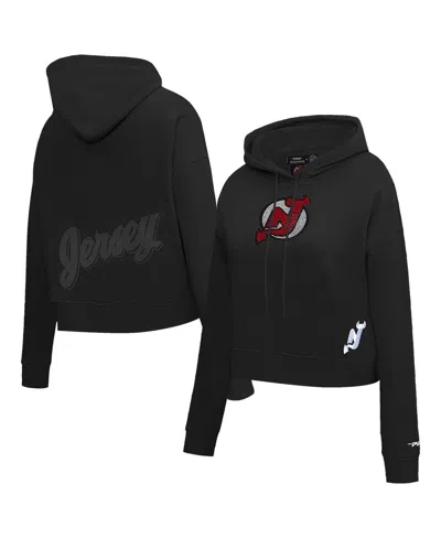 Pro Standard Black New Jersey Devils Jewels Cropped Pullover Hoodie