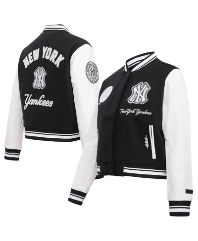 Pro Standard Women's Black New York Yankees Rib Wool Full-zip Varsity Jacket
