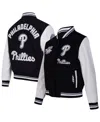 Pro Standard Women's Black Philadelphia Phillies Rib Wool Full-zip Varsity Jacket In Black