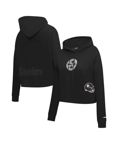 Pro Standard Women's Black Pittsburgh Steelers Jeweled Cropped Pullover Hoodie